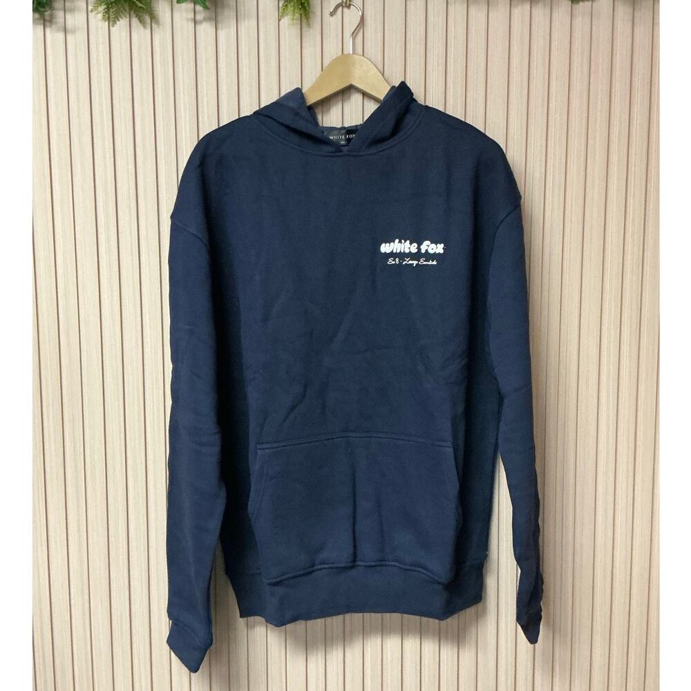 White Fox Era 8 Oversized Graphic Hoodie Blue Size M/L NWT